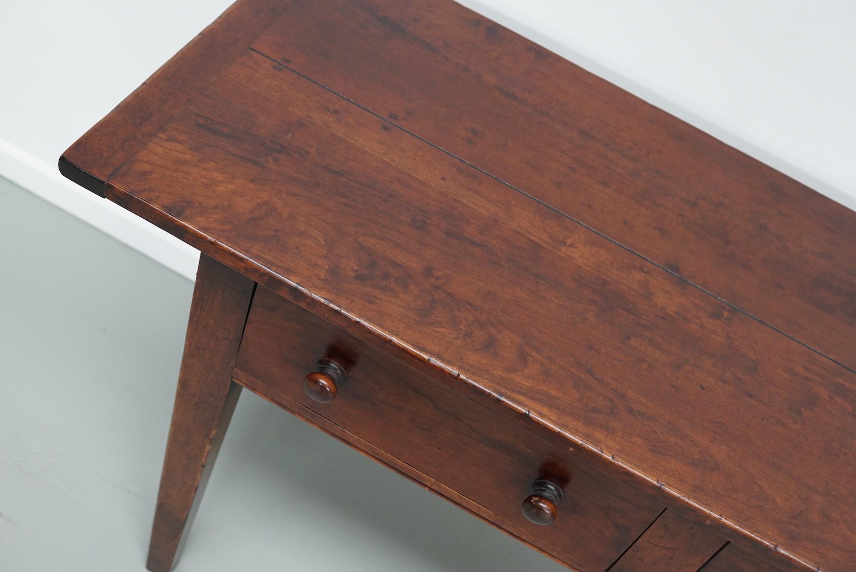 Beech Vintage English Rustic Farmhouse Cherry Side Table, 1950s For Sale