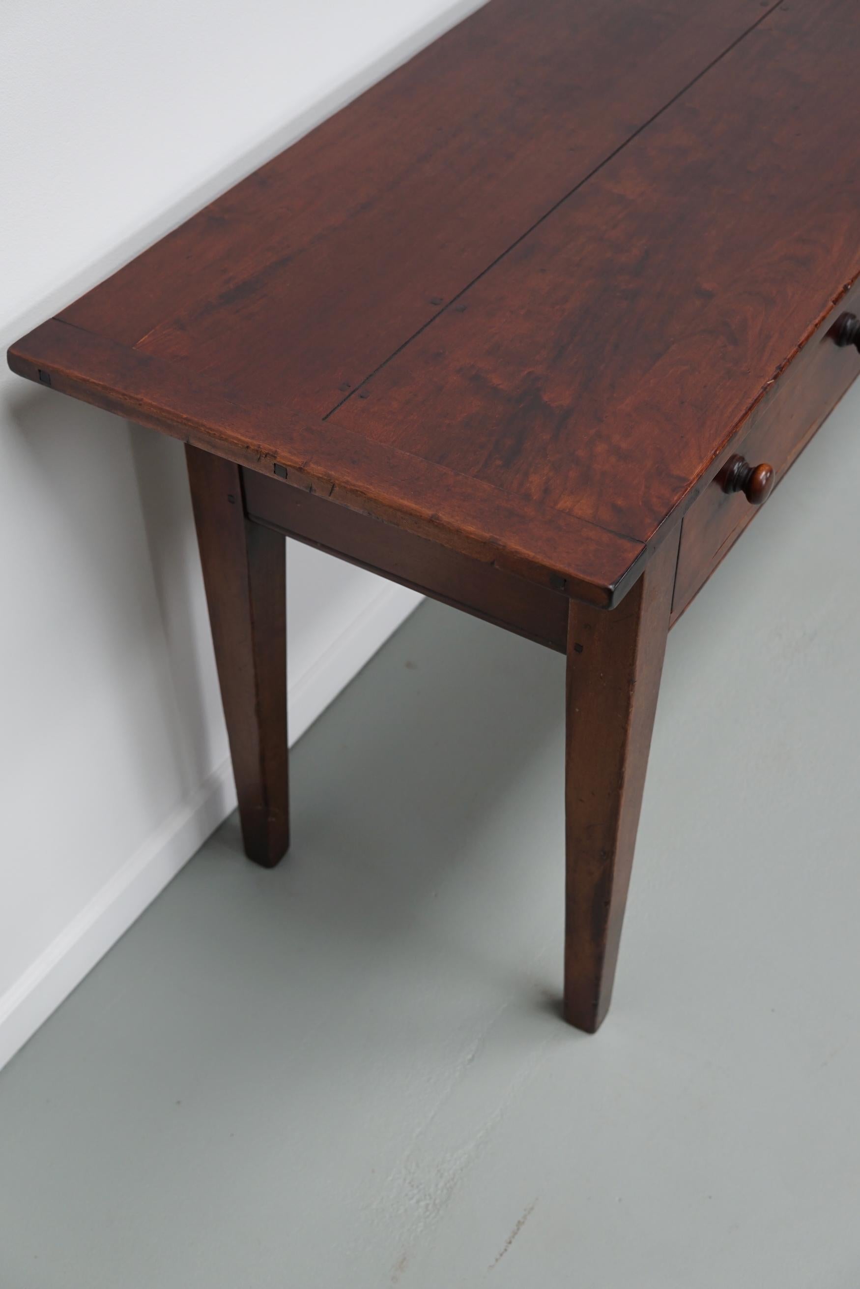 Vintage English Rustic Farmhouse Cherry Side Table, 1950s For Sale 2