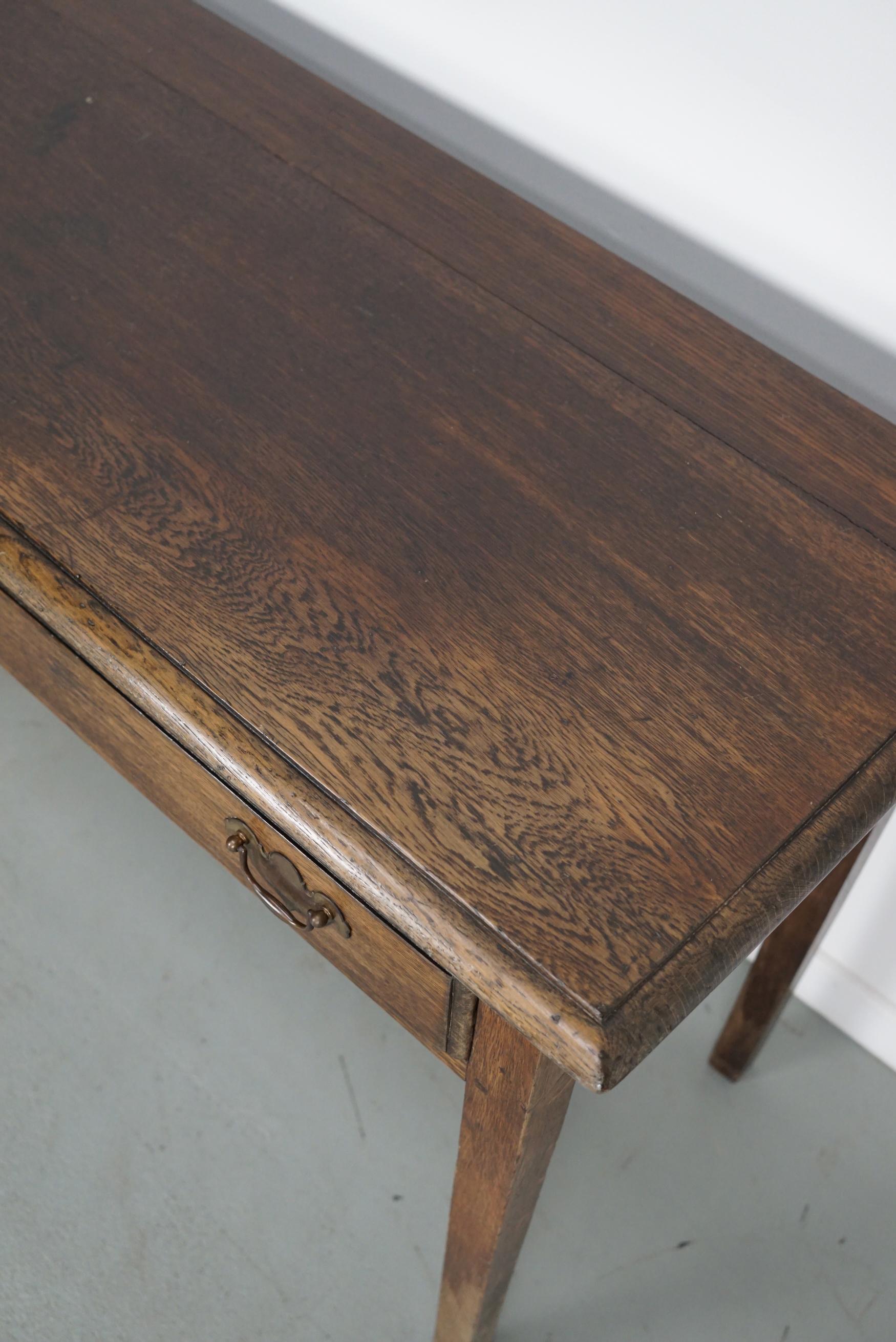 Vintage English Rustic Farmhouse Oak Side Table, 1950s For Sale 7