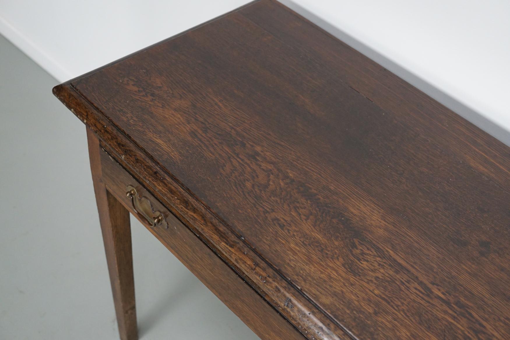 Vintage English Rustic Farmhouse Oak Side Table, 1950s For Sale 3