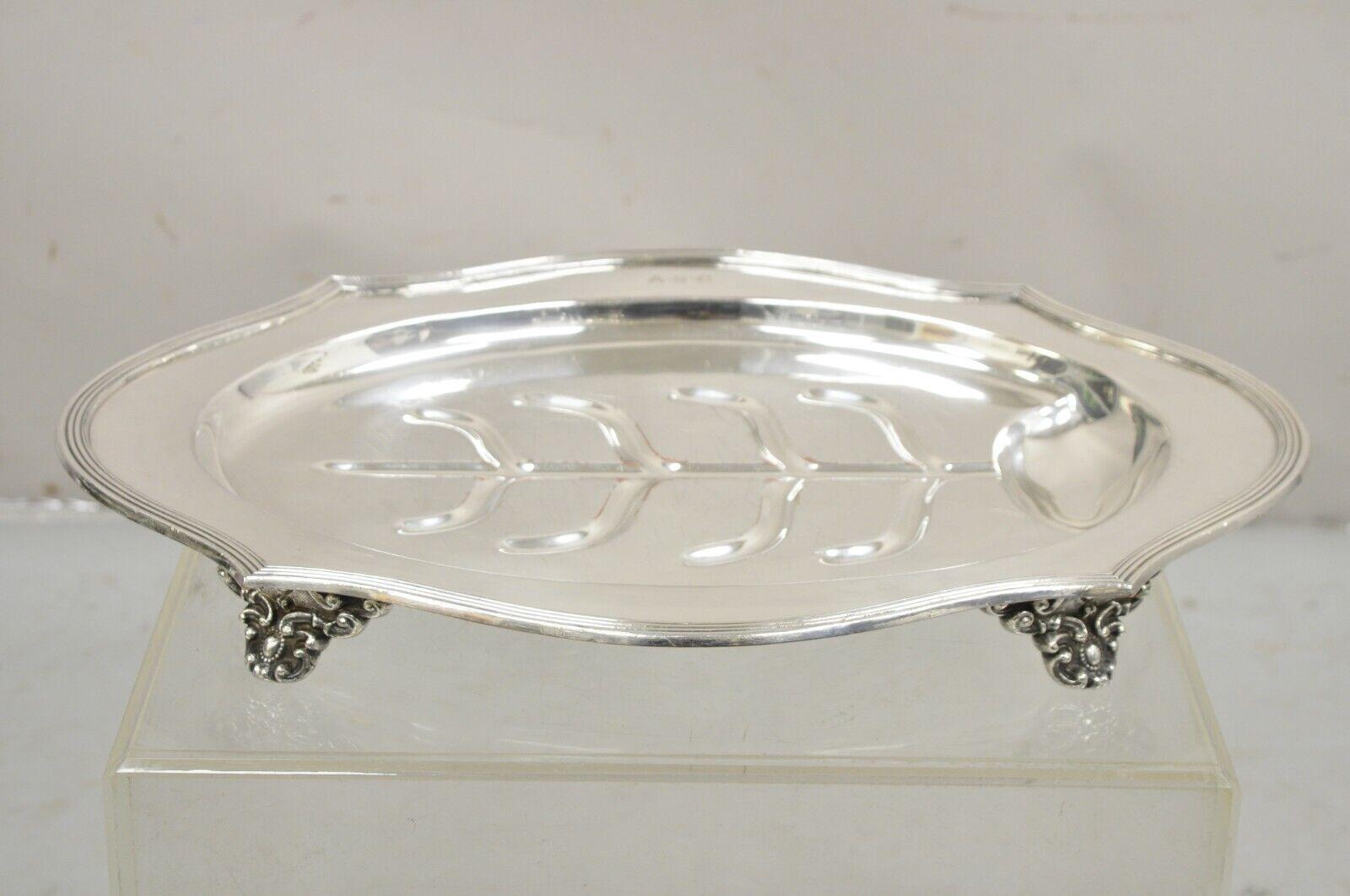 Vintage English Sheffield Meat Cutlery Footed Serving Platter Tray with 
