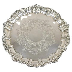 Vintage English Sheffield Silver Plated 10" Round Serving Platter Tray