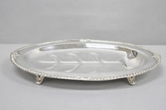 Vintage English Sheffield Silver Plated Meat Cutlery Oval Serving Platter Tray