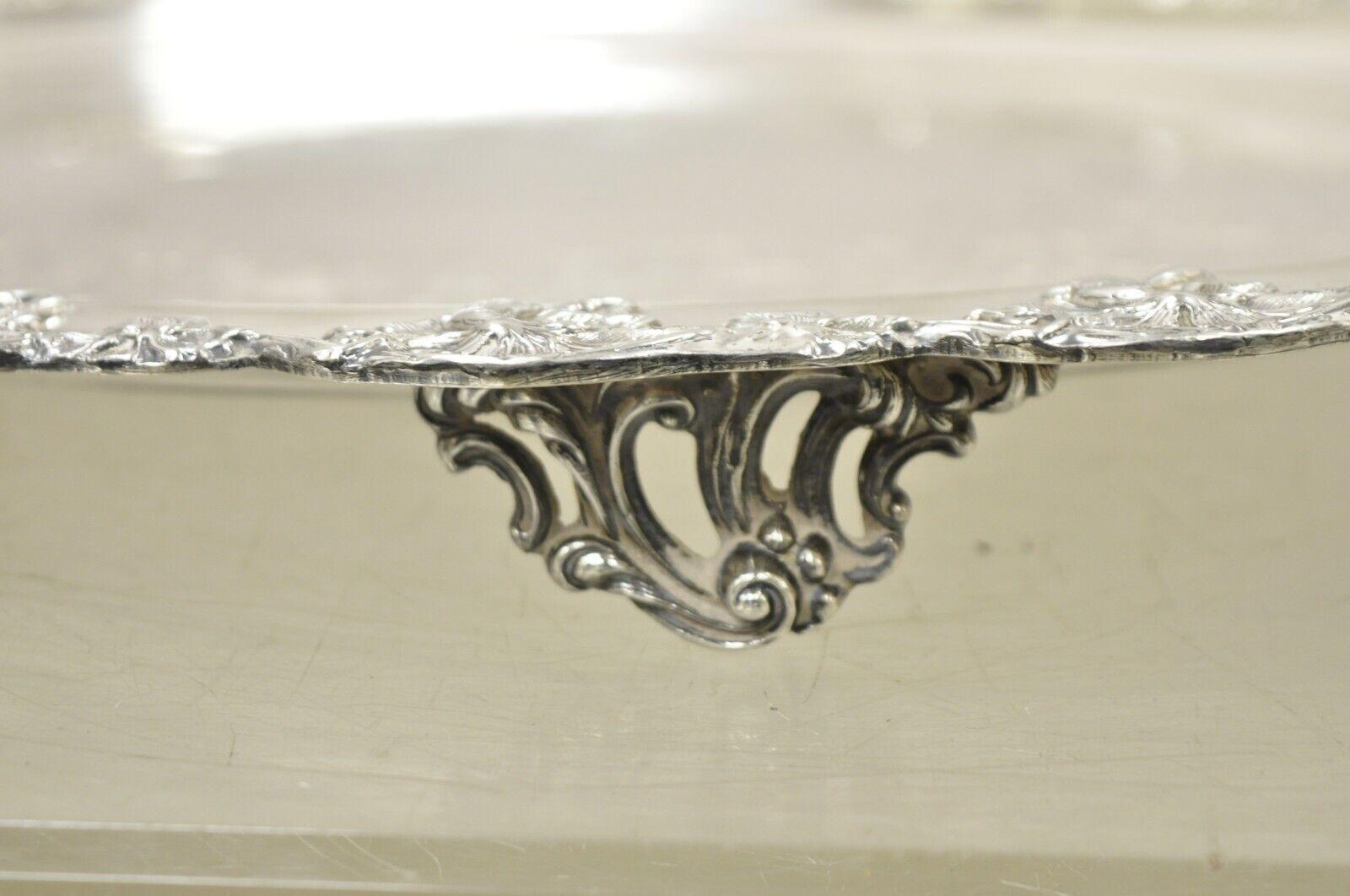 Vintage English Sheffield Silver Plated Oval Maple Leaf Serving Platter Tray For Sale 1