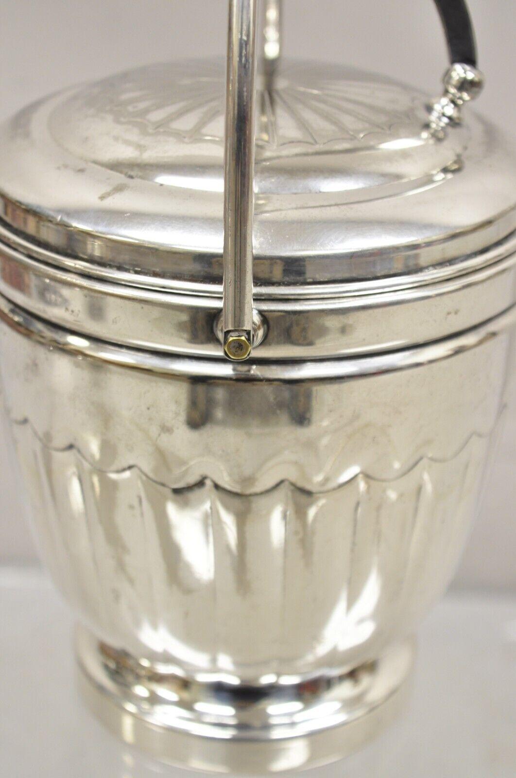 20th Century Vintage English Sheridan Silver Plated Reticulated Hinge Lid Ice Bucket For Sale