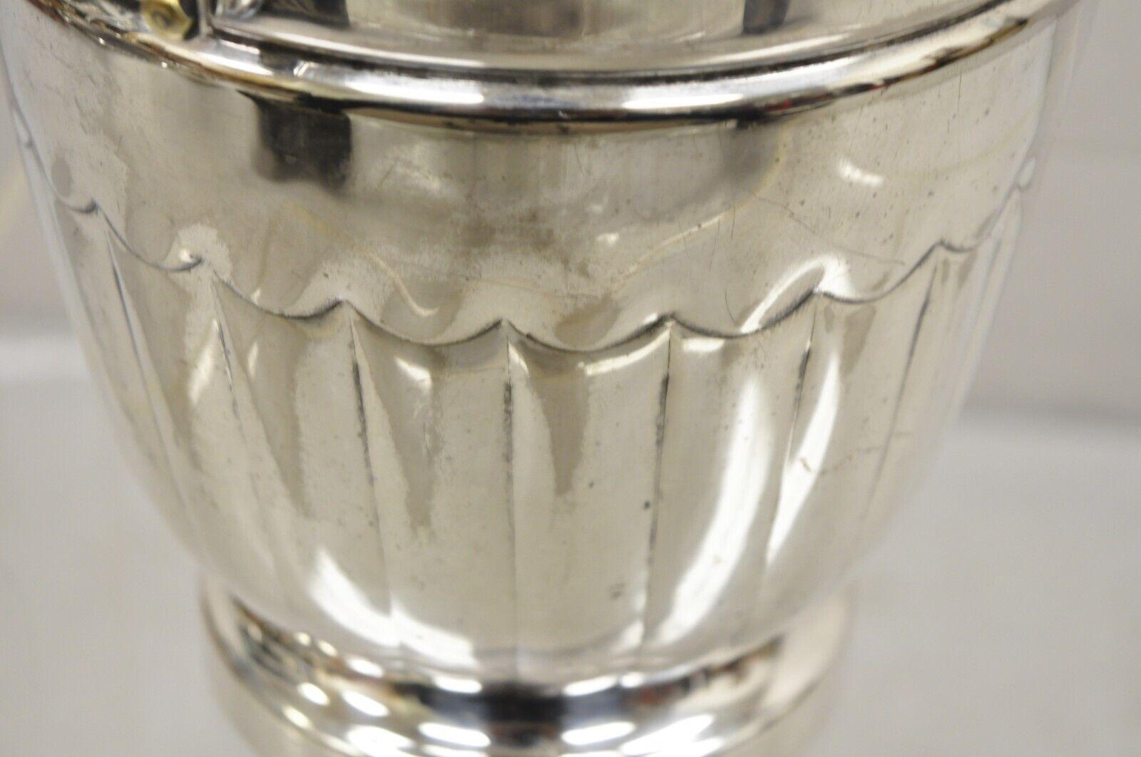 Vintage English Sheridan Silver Plated Reticulated Hinge Lid Ice Bucket For Sale 1
