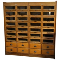 Vintage English Shop Cabinet or Display Case with 36 Drawers