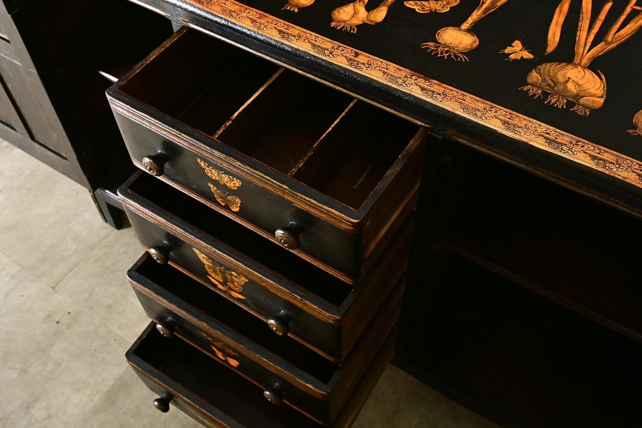 Vintage English Sideboard with Recent Paint & Decoupage 4