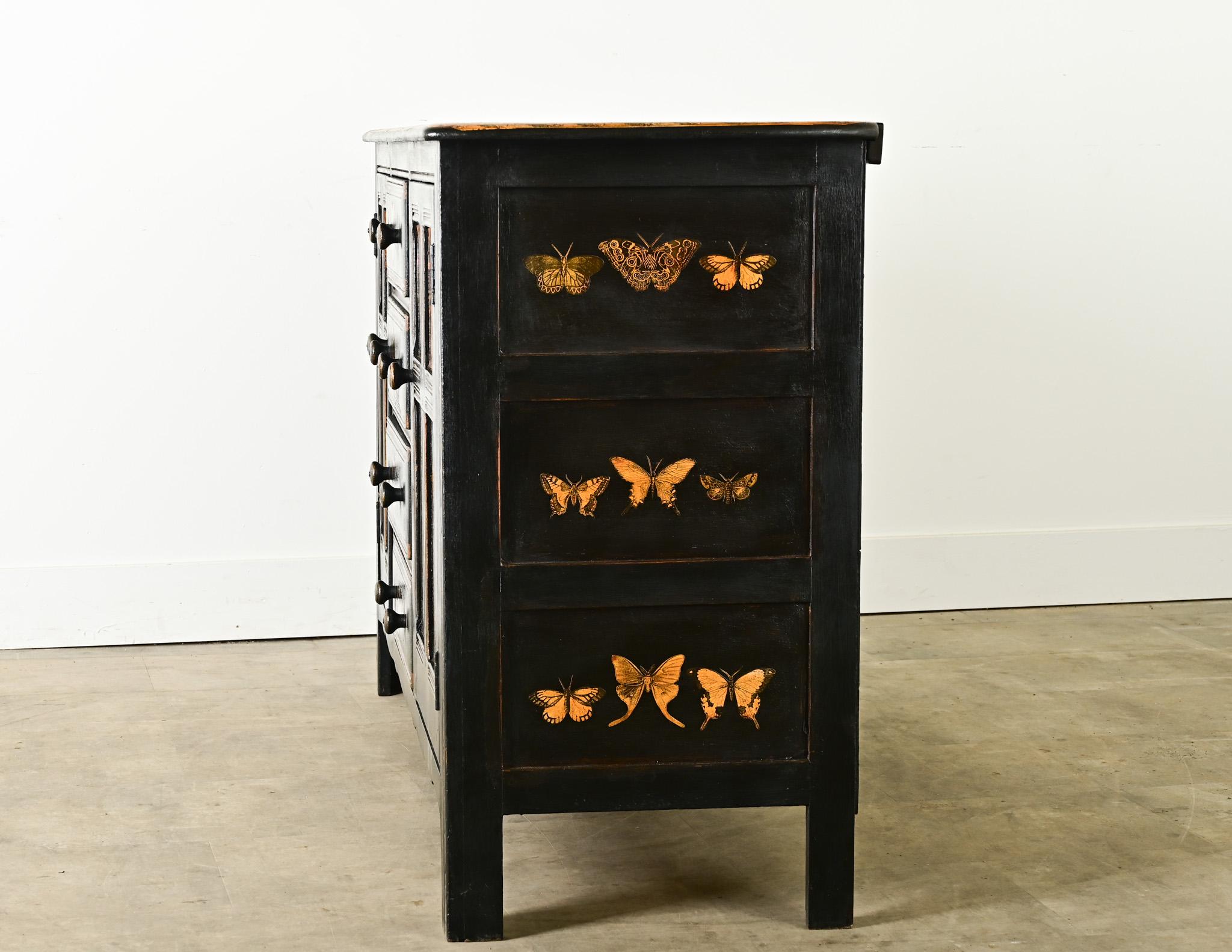 Vintage English Sideboard with Recent Paint & Decoupage 8