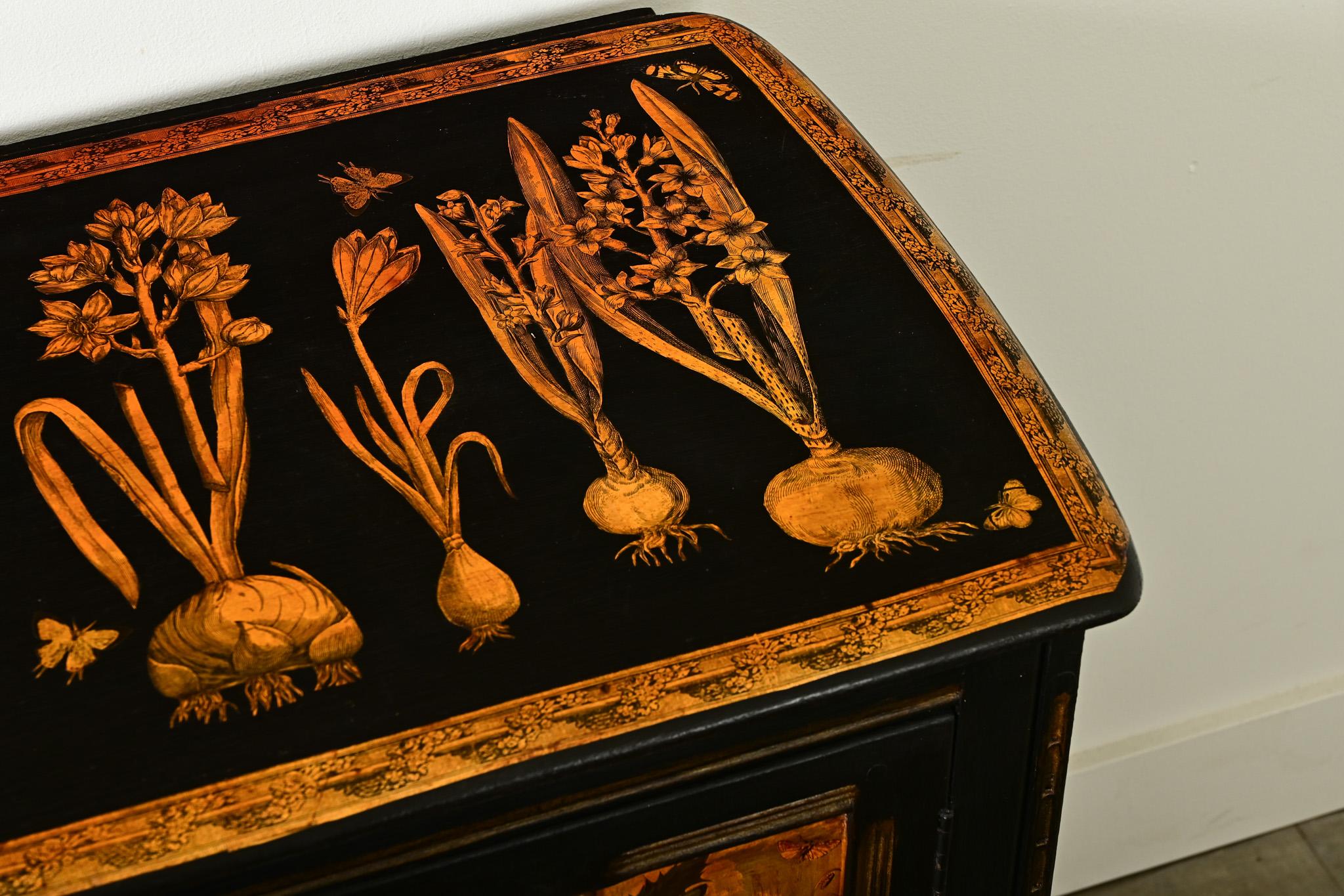 Vintage English Sideboard with Recent Paint & Decoupage 1