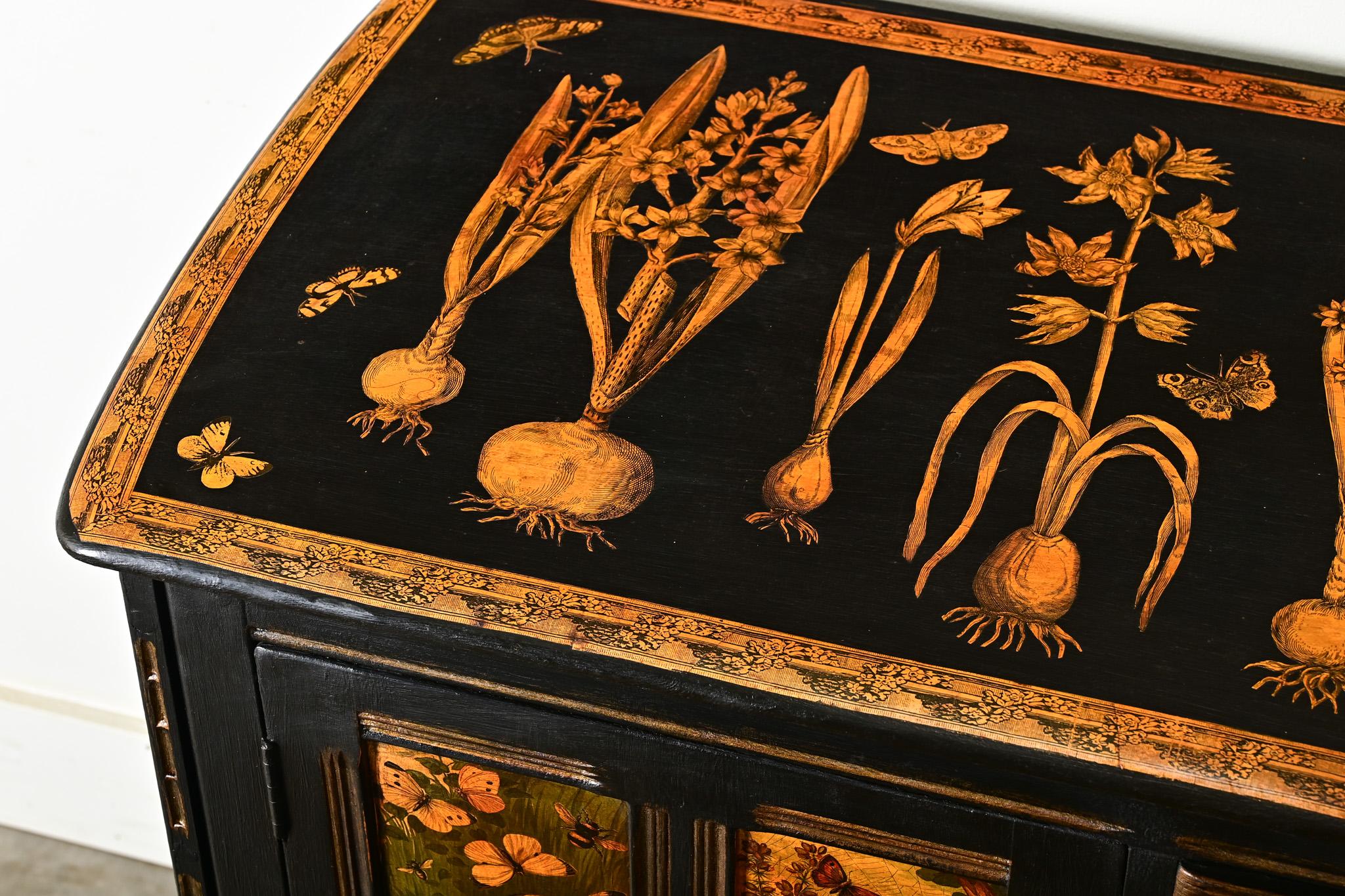 Vintage English Sideboard with Recent Paint & Decoupage 2