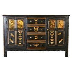 Vintage English Sideboard with Recent Paint & Decoupage