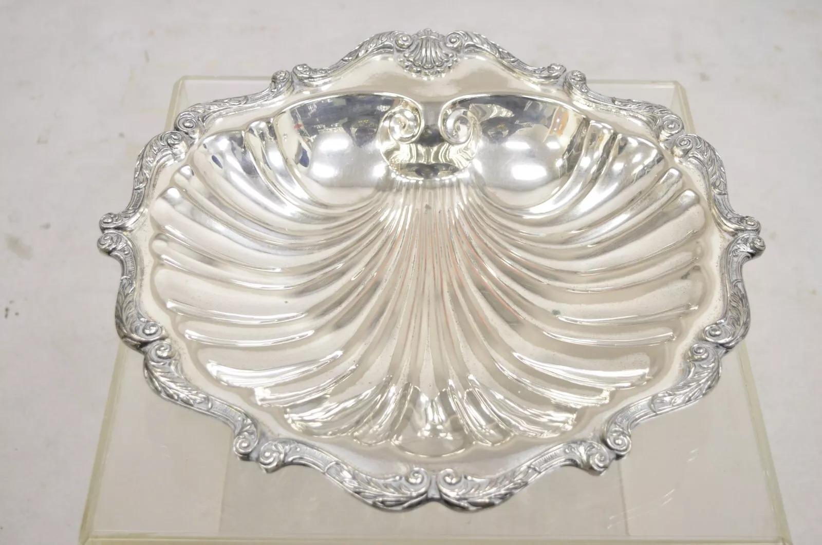 Vintage English Silver MFG 838 Silver Plated Clam Shell Bowl Dish 5