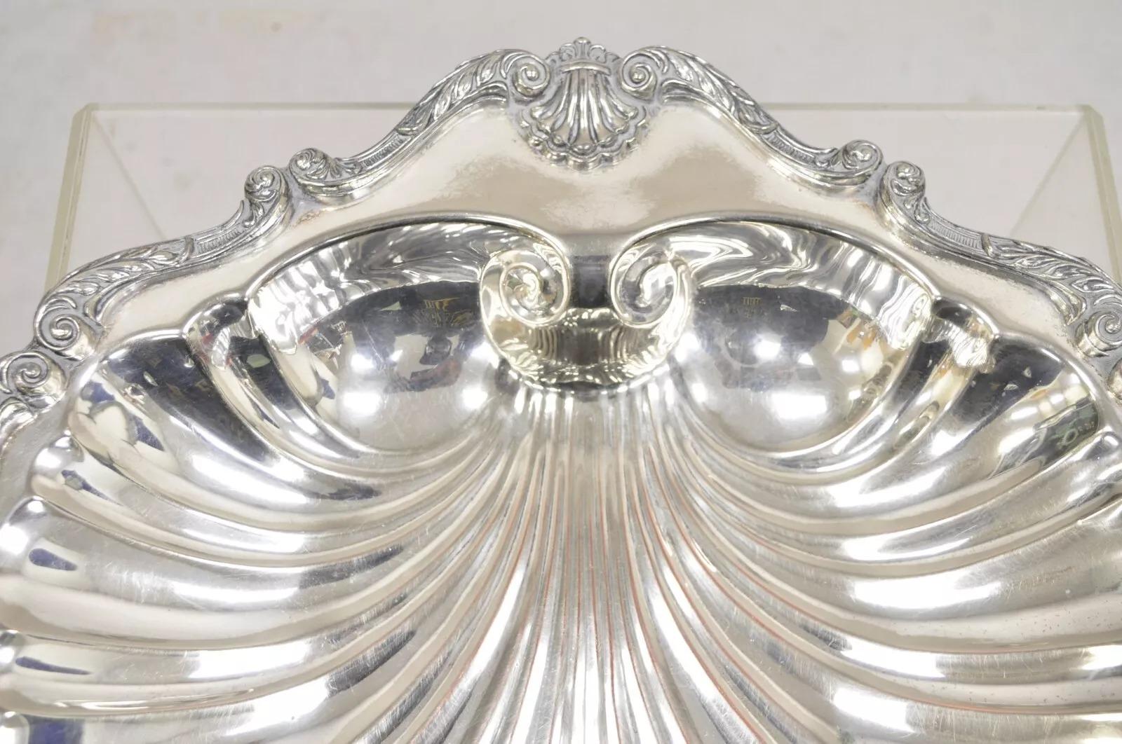 Victorian Vintage English Silver MFG 838 Silver Plated Clam Shell Bowl Dish