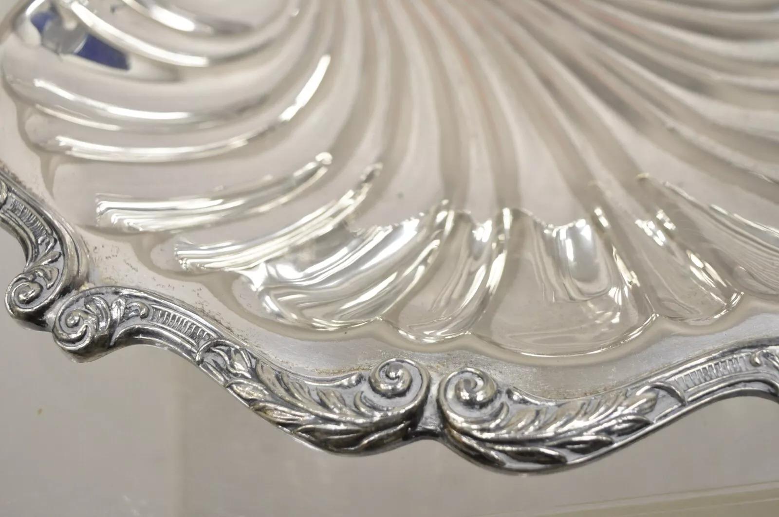 20th Century Vintage English Silver MFG 838 Silver Plated Clam Shell Bowl Dish