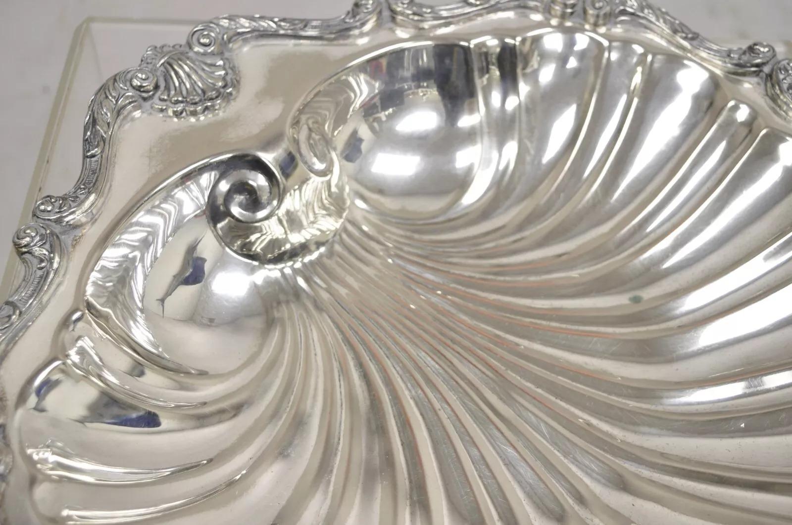 Vintage English Silver MFG 838 Silver Plated Clam Shell Bowl Dish 1