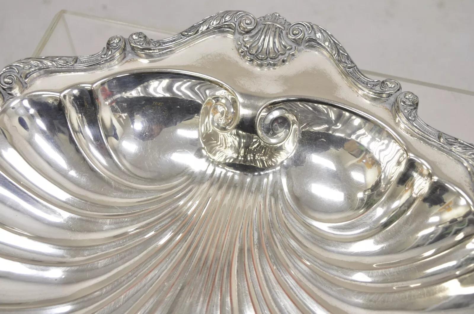 Vintage English Silver MFG 838 Silver Plated Clam Shell Bowl Dish 2