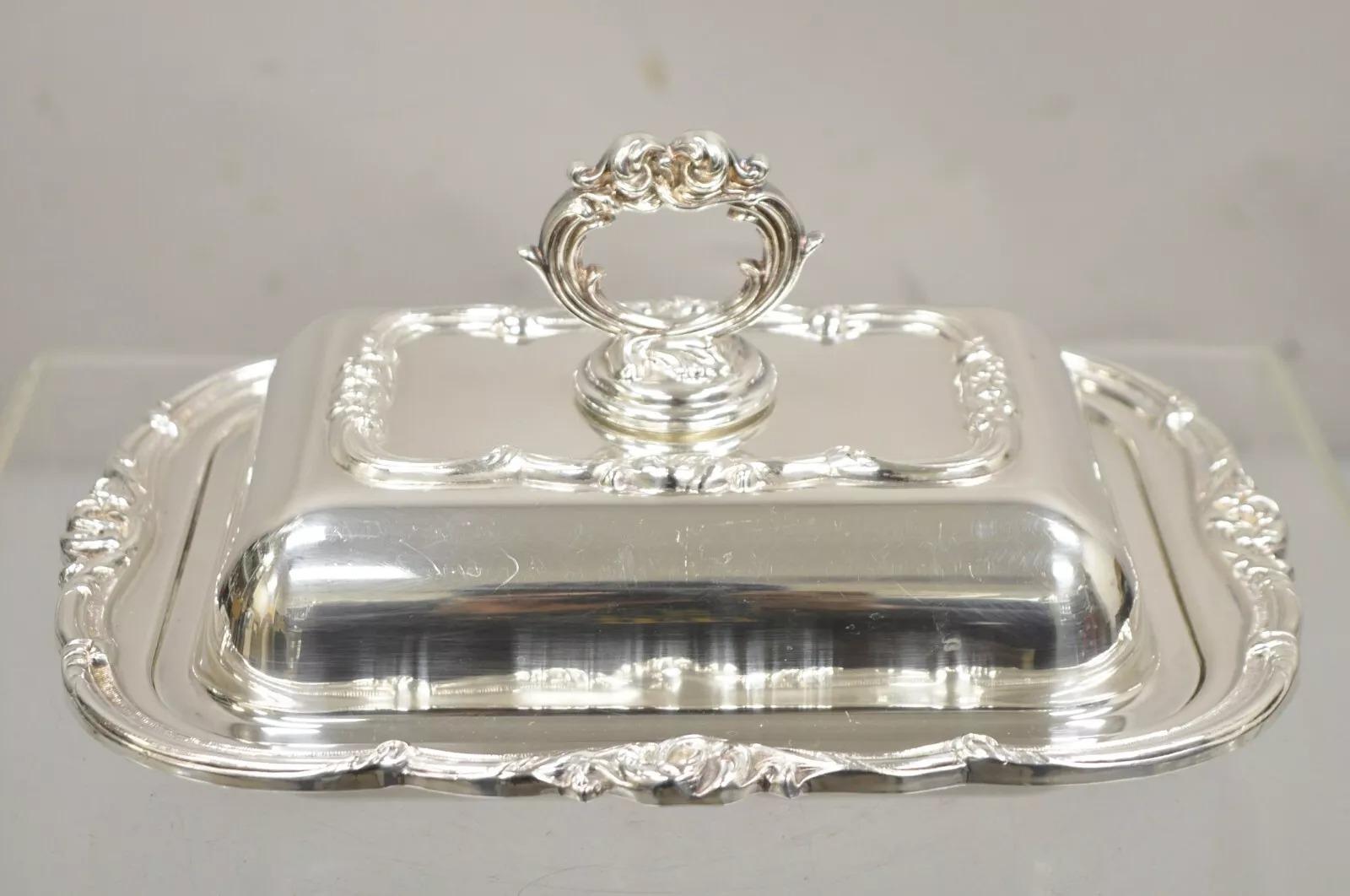 Vintage English Silver Mfg Co Plato para servir doble con cubierta plateada en venta 4