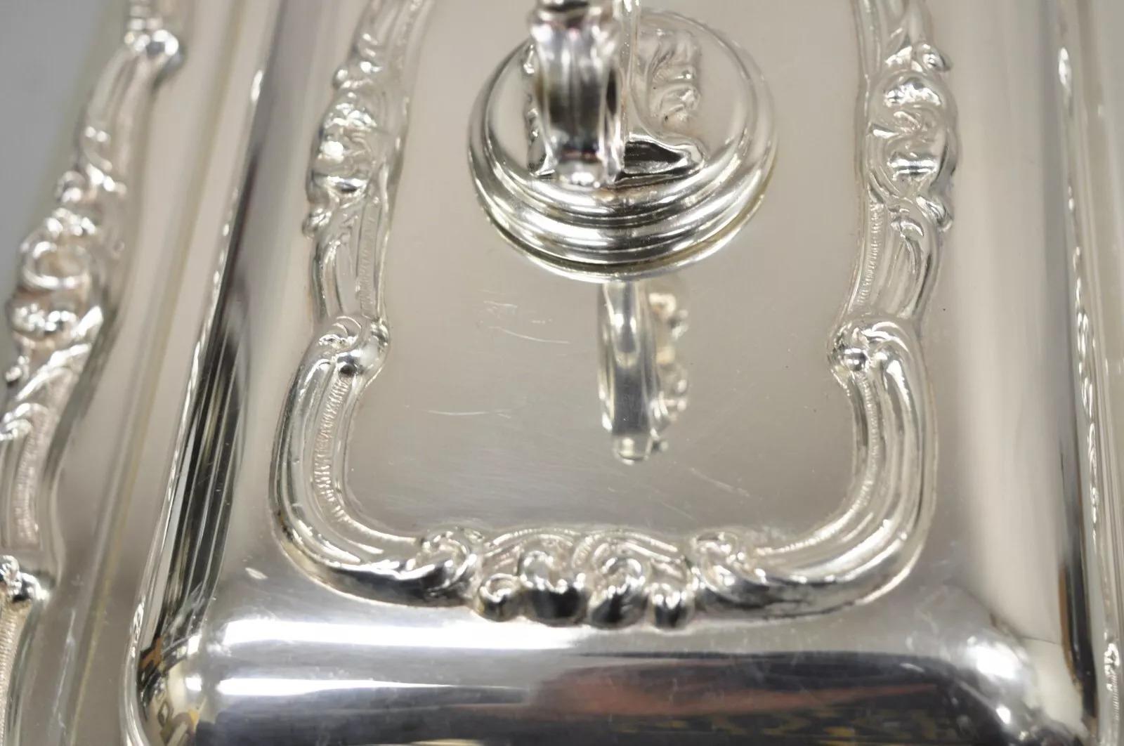 Vintage English Silver Mfg Co Plato para servir doble con cubierta plateada Desconocido en venta