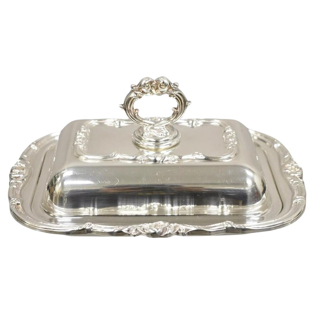 Vintage English Silver Mfg Co Plato para servir doble con cubierta plateada