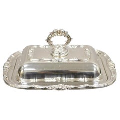 Vintage English Silver Mfg Co Plato para servir doble con cubierta plateada