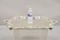 Vintage English Silver Mfg Corp Large Silver Plated Etched Platter Tray