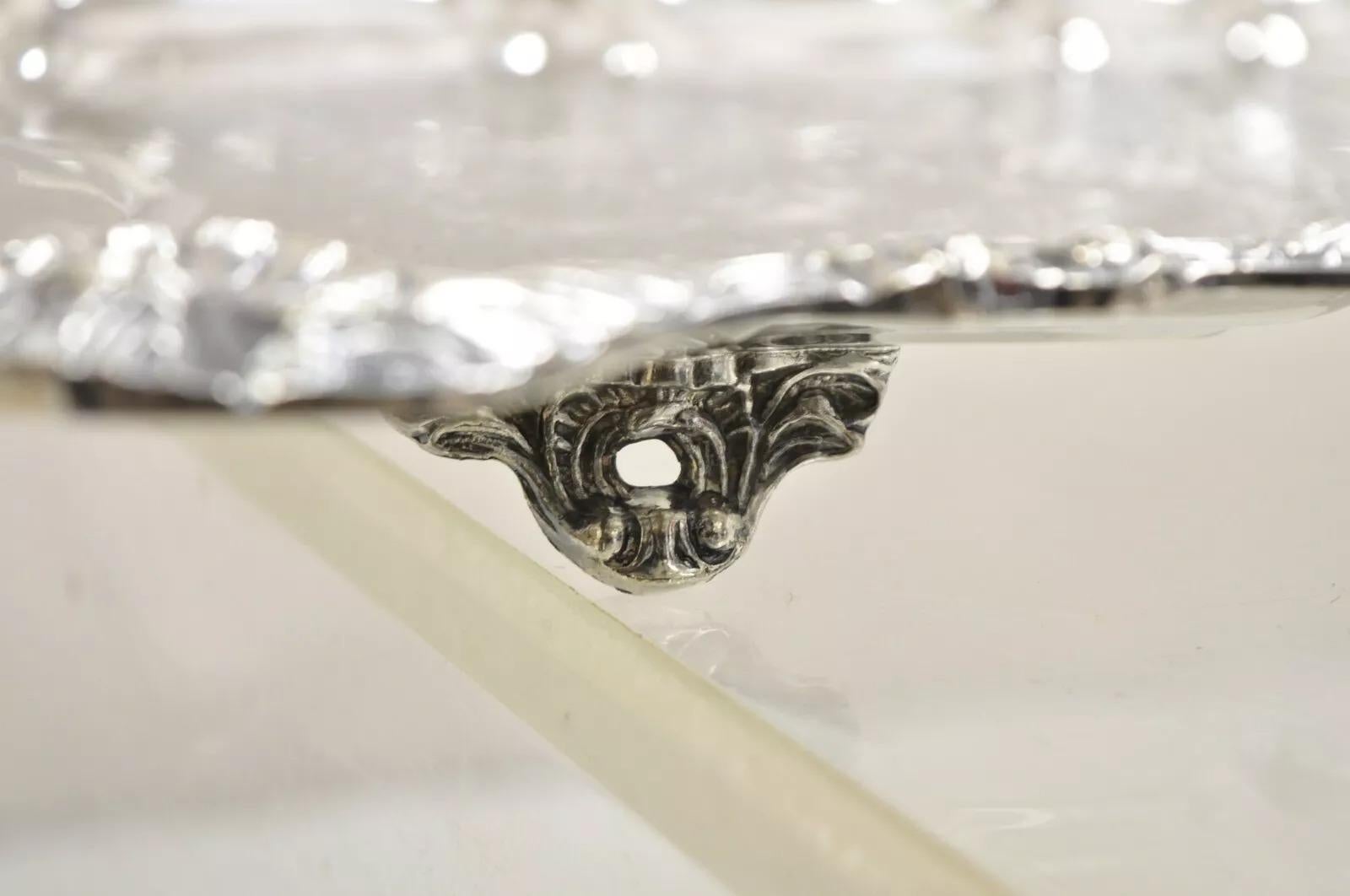 Vintage English Silver Mfg. Narrow Silver Plated Serving Platter Vanity Tray 4