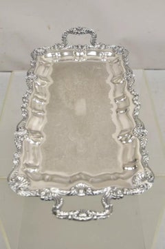 Vintage English Silver Mfg. Narrow Silver Plated Serving Platter Vanity Tray