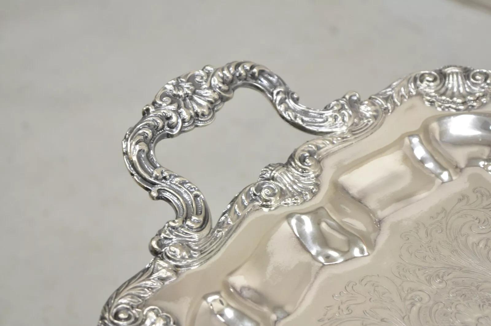 Unknown Vintage English Silver Mfg. Narrow Silver Plated Serving Platter Vanity Tray