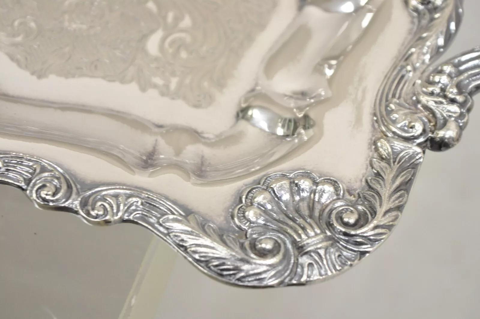 Vintage English Silver Mfg. Narrow Silver Plated Serving Platter Vanity Tray 1