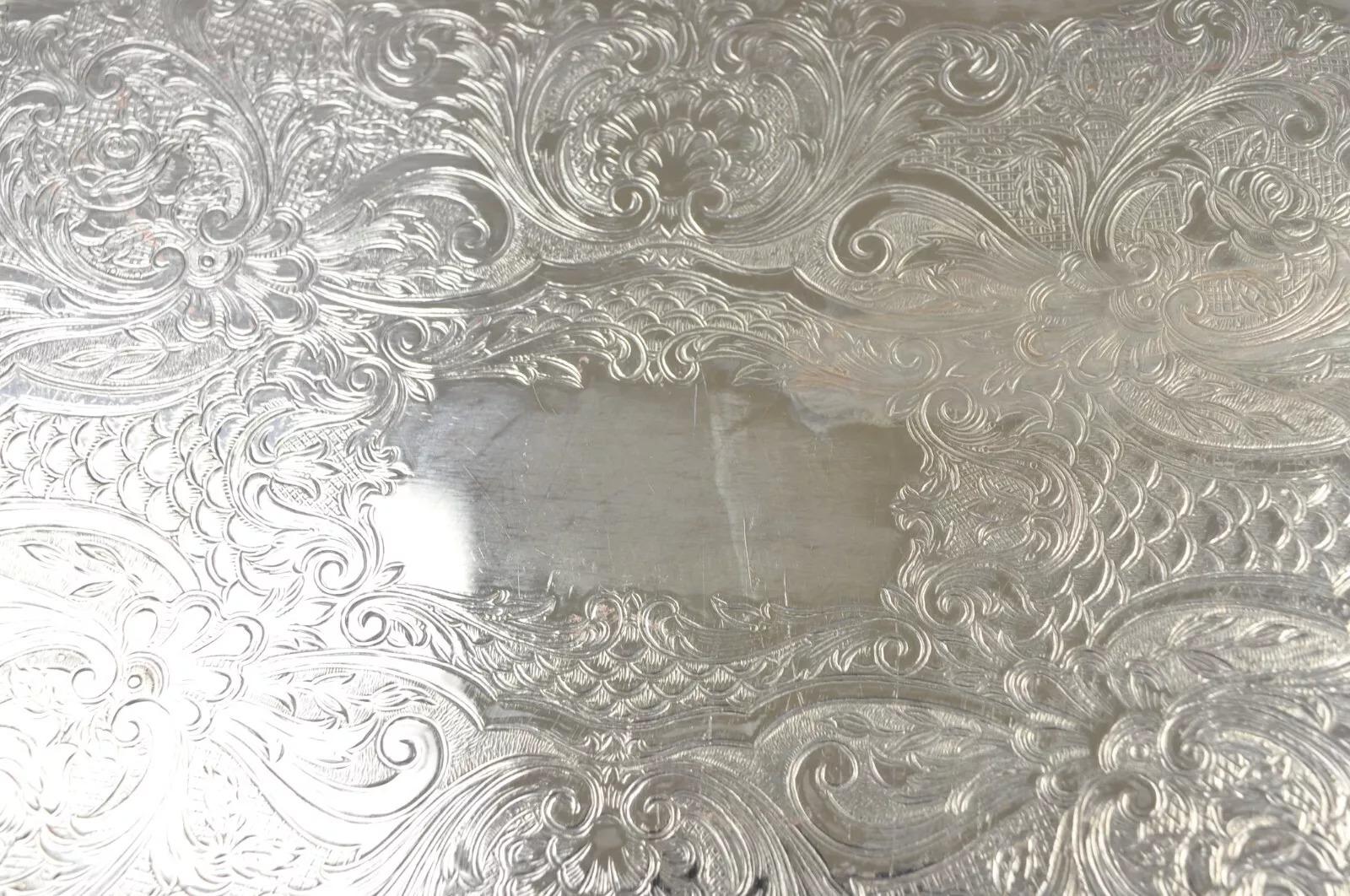 Vintage English Silver Mfg. Narrow Silver Plated Serving Platter Vanity Tray 2