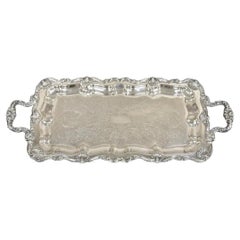 Vintage English Silver Mfg. Narrow Silver Plated Serving Platter Vanity Tray