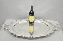 Vintage English Silver Mfg. Silver Plated Large Oval Butlers Platter Bar Tray