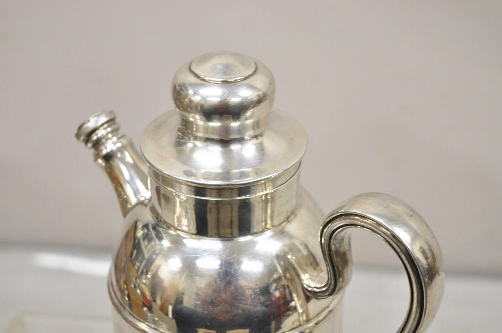 Vintage English Silver MFG Silver Plated Modern Cocktail Shaker Pitcher 6