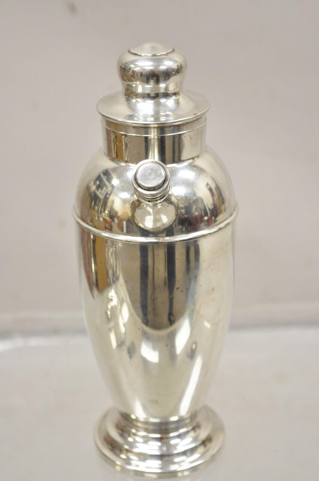 Vintage English Silver Mfg Silver Plated Modern Cocktail Shaker Pitcher. Circa  Mid 20th Century. Measurements: 12