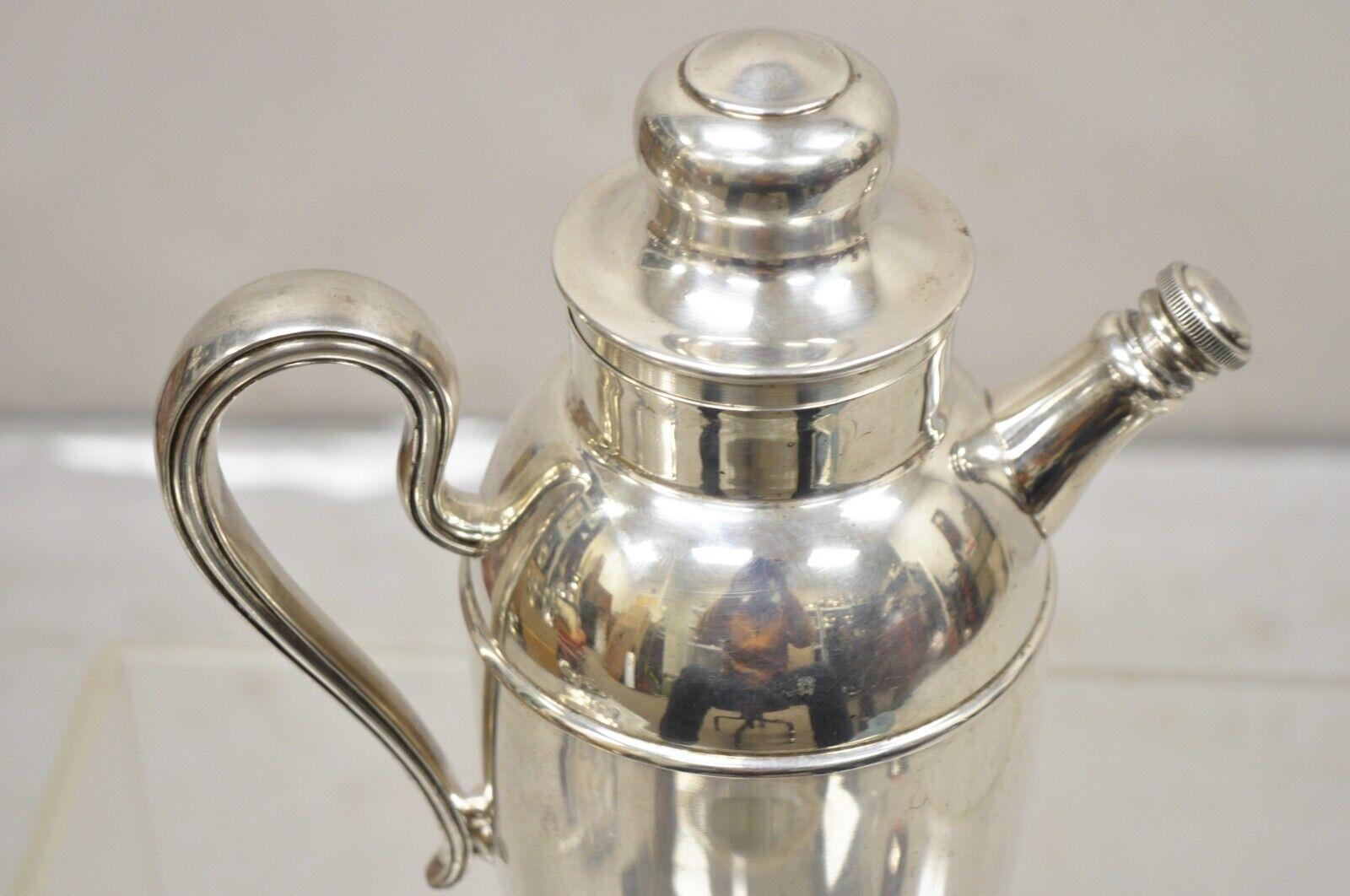 Mid-Century Modern Vintage English Silver MFG Silver Plated Modern Cocktail Shaker Pitcher