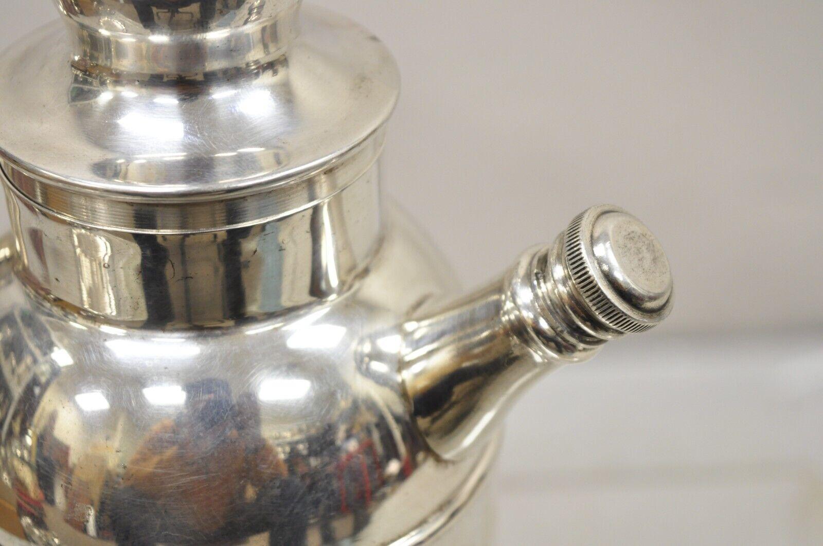 20th Century Vintage English Silver MFG Silver Plated Modern Cocktail Shaker Pitcher