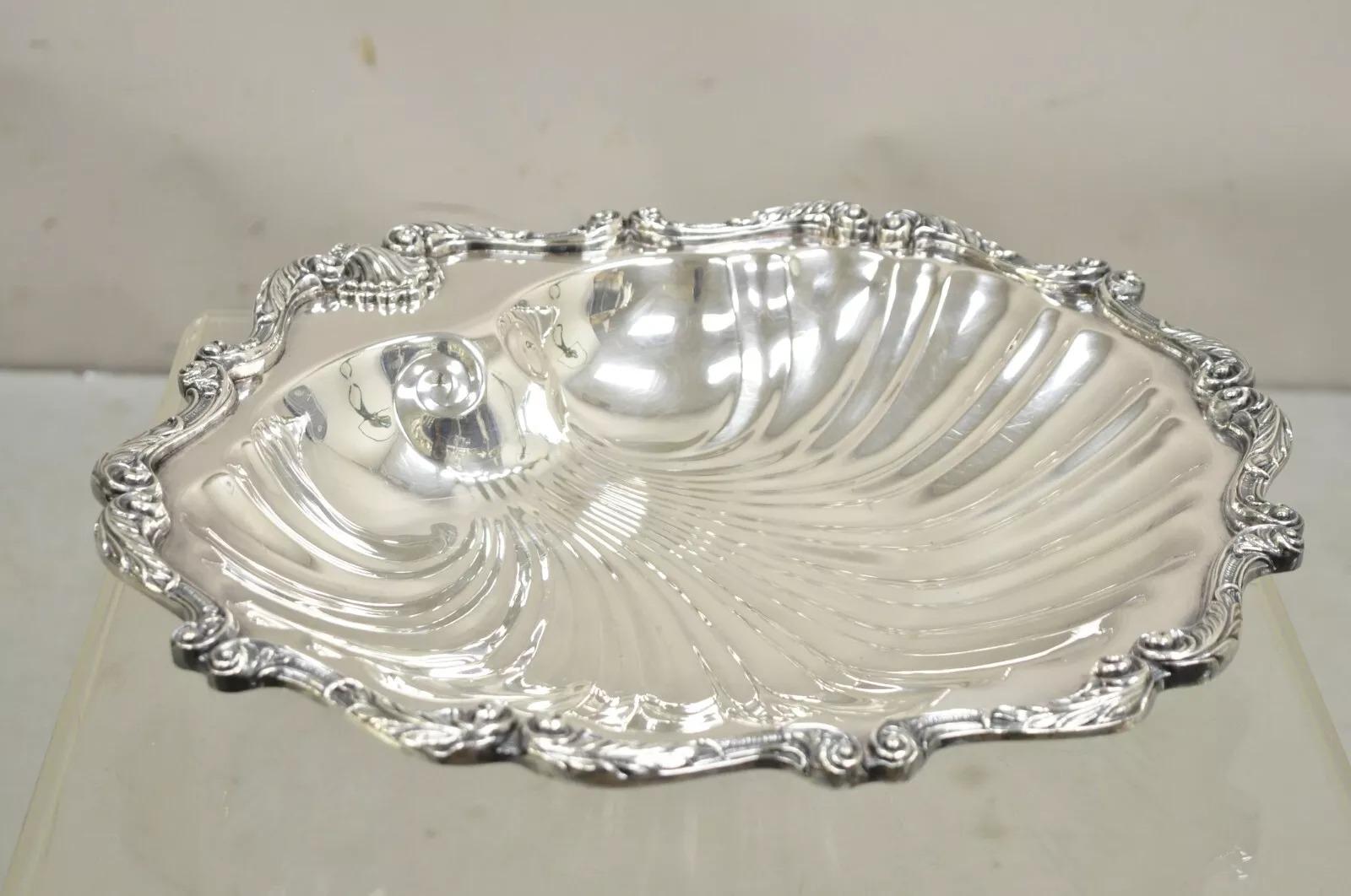 Vintage English Silver MFG Victorian Silver Plated Large Clam Shell Dish Dish Bowl (bol en forme de coquillage) en vente 3