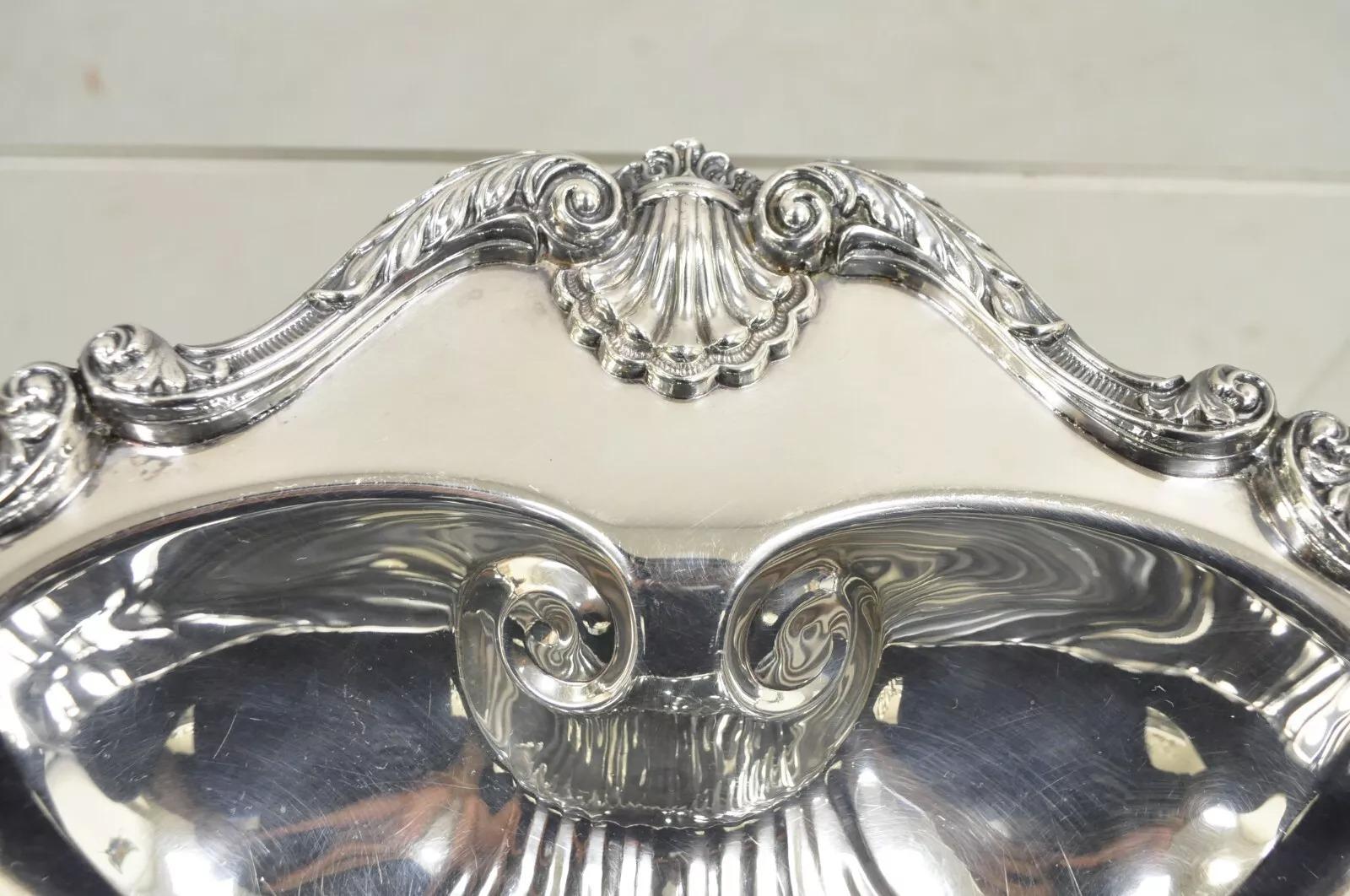 Inconnu Vintage English Silver MFG Victorian Silver Plated Large Clam Shell Dish Dish Bowl (bol en forme de coquillage) en vente