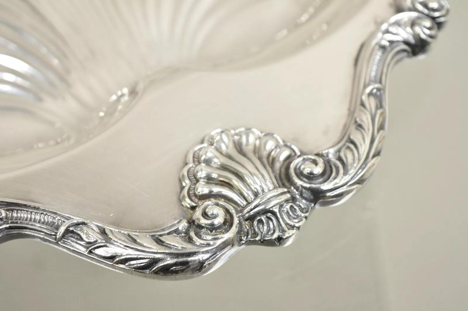 20ième siècle Vintage English Silver MFG Victorian Silver Plated Large Clam Shell Dish Dish Bowl (bol en forme de coquillage) en vente