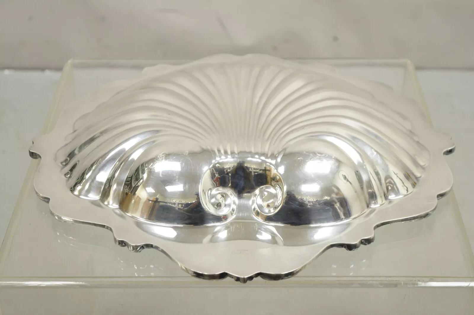 Vintage English Silver MFG Victorian Silver Plated Large Clam Shell Dish Dish Bowl (bol en forme de coquillage) en vente 1