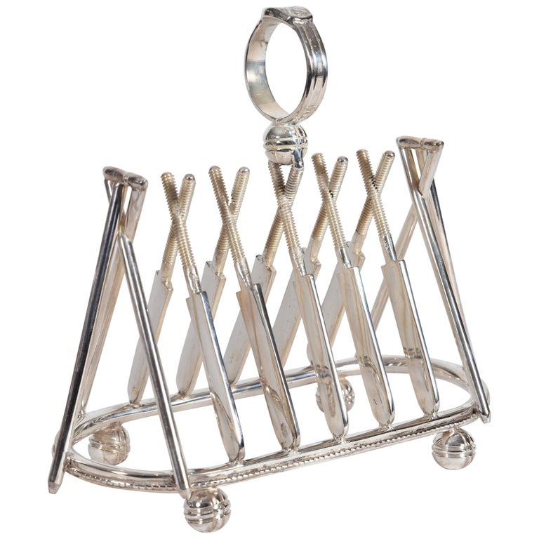 Vintage English Silver Plate Cricket Sport Design Toast Rack For Sale ...