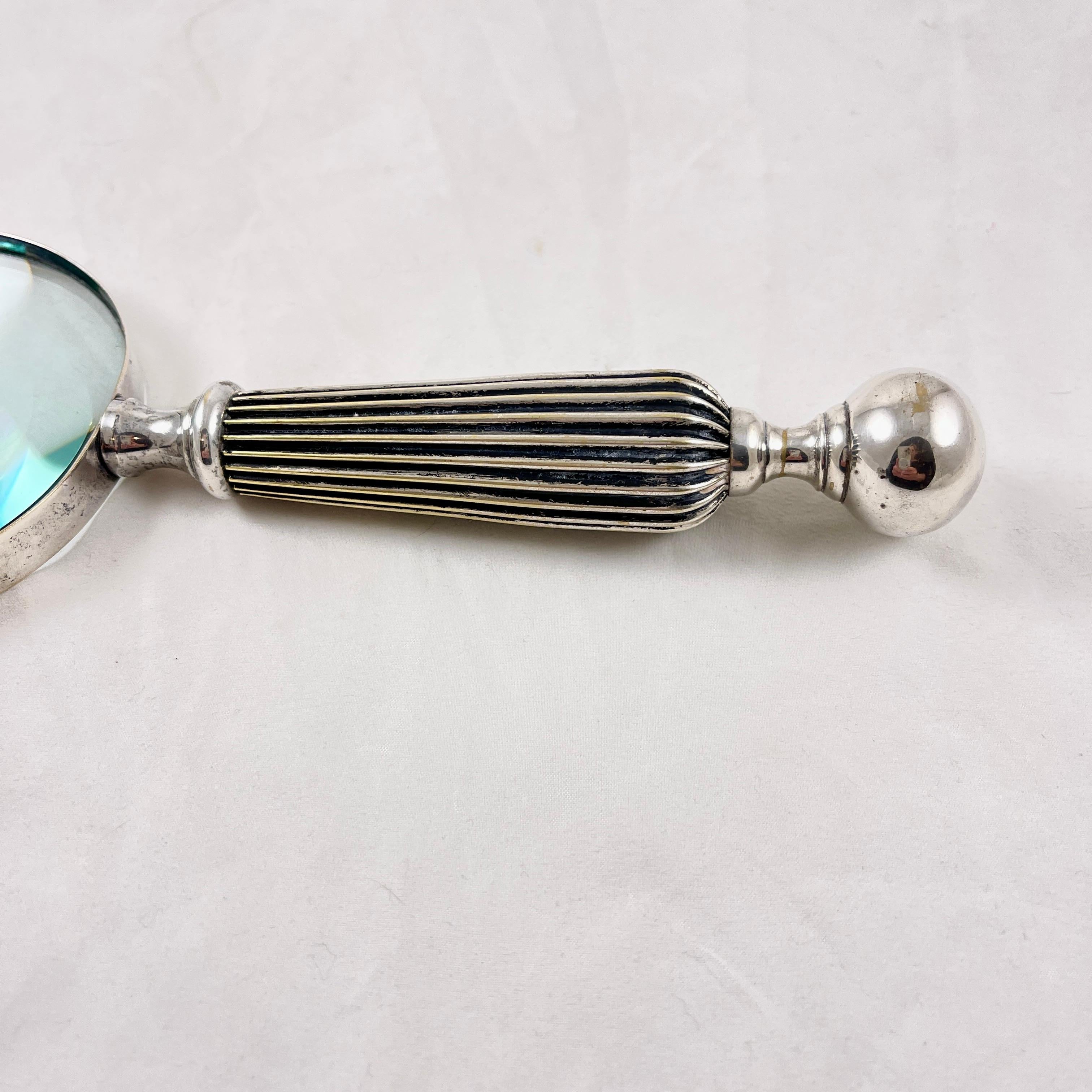 Unknown Vintage Silver Plate Hand Held Magnifying Glass For Sale