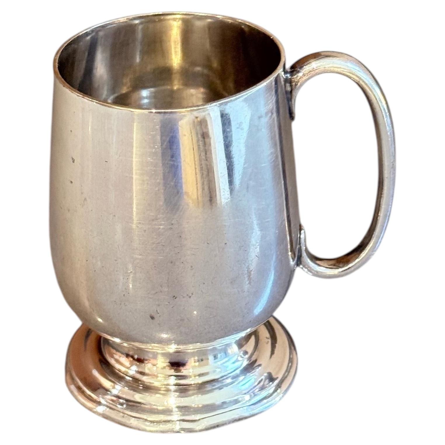 Vintage English Silver Plate Tankard Mug Elegant Footed Pewter Style Tea Cup