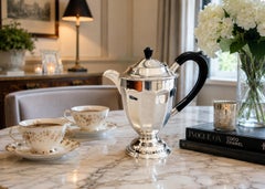 Vintage English Silver-Plated Coffee Pot by Shuffleb, Art Deco-Style Teapot Home