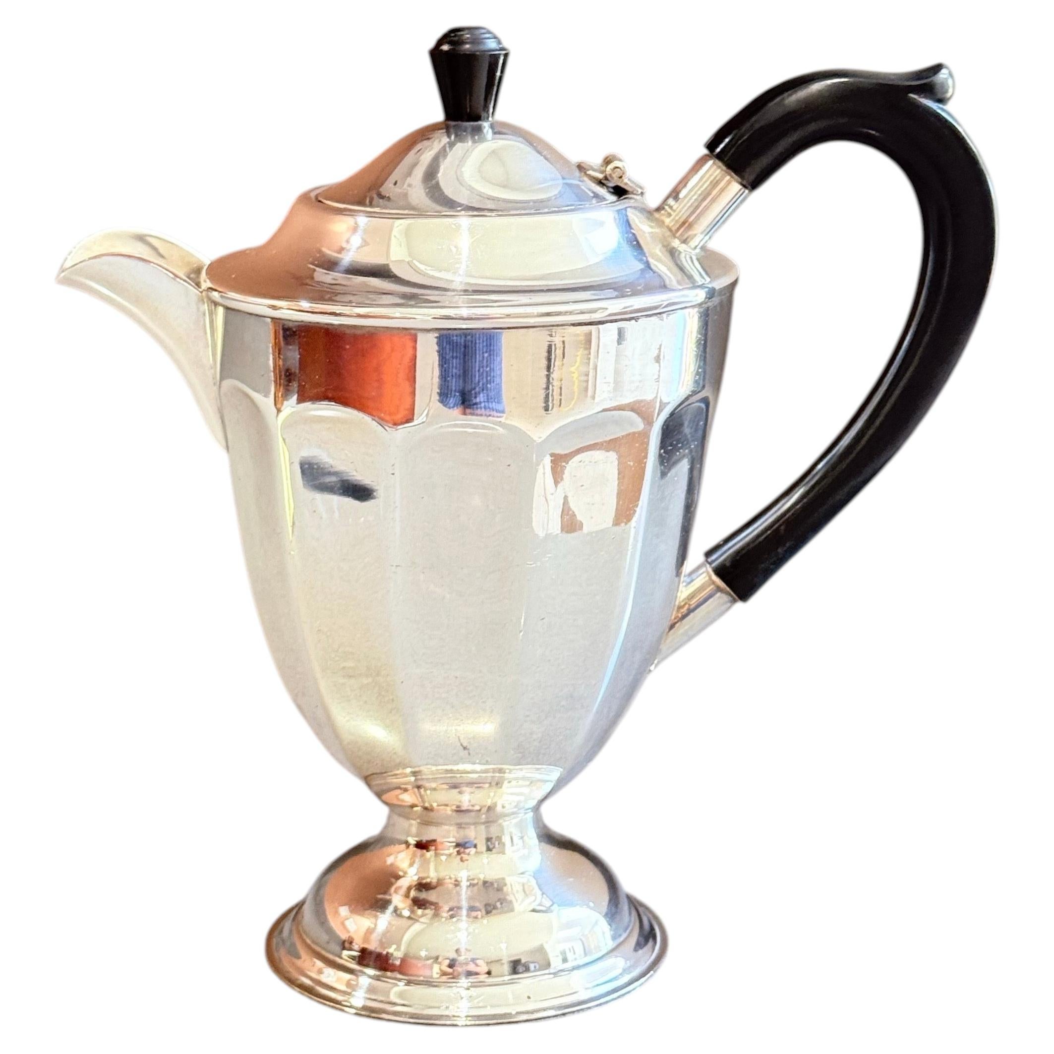 Vintage English Silver-Plated Coffee Pot by Shuffleb, Art Deco-Style Teapot Home