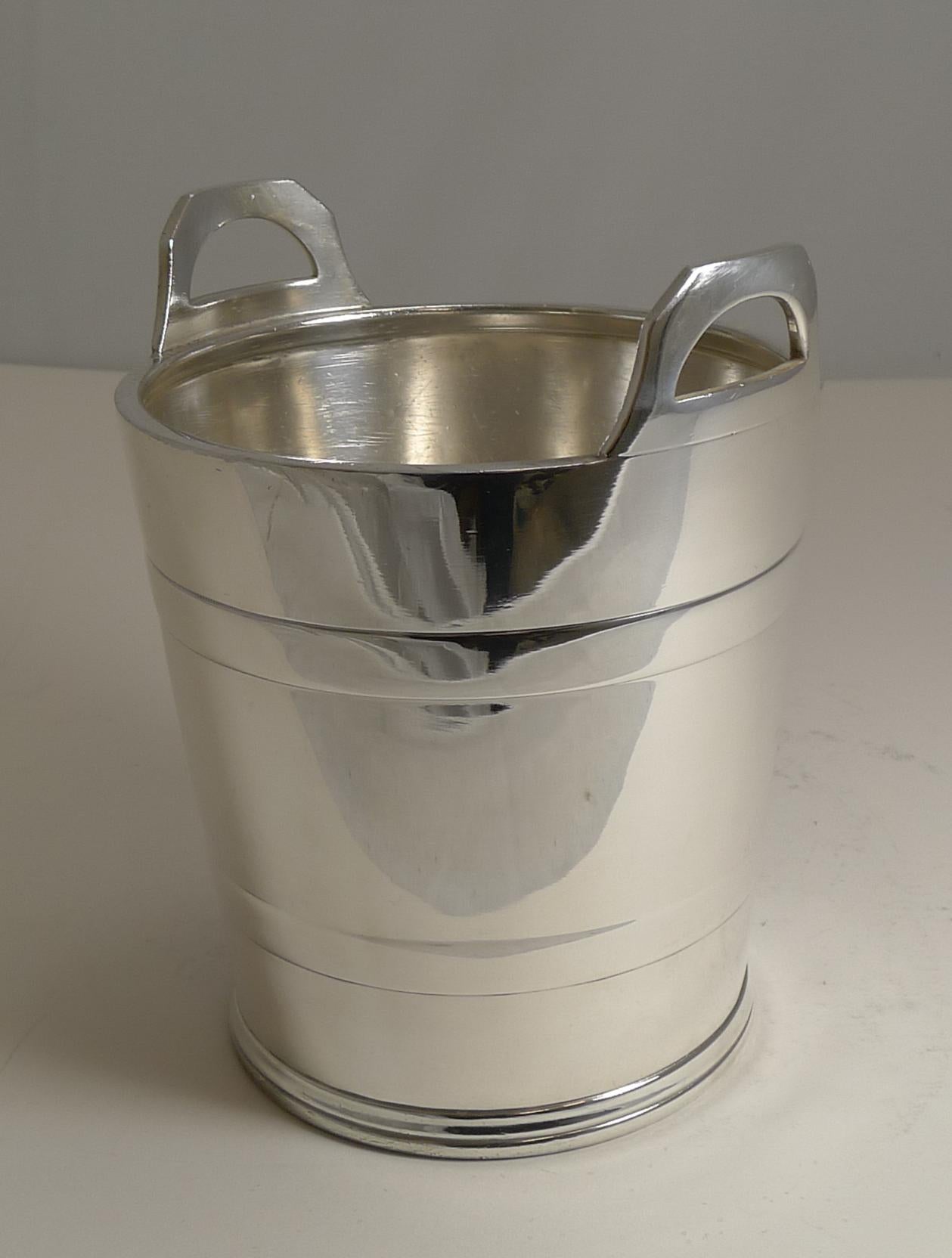 Art Deco Vintage English Silver Plated Ice Bucket by Elkington and Co.