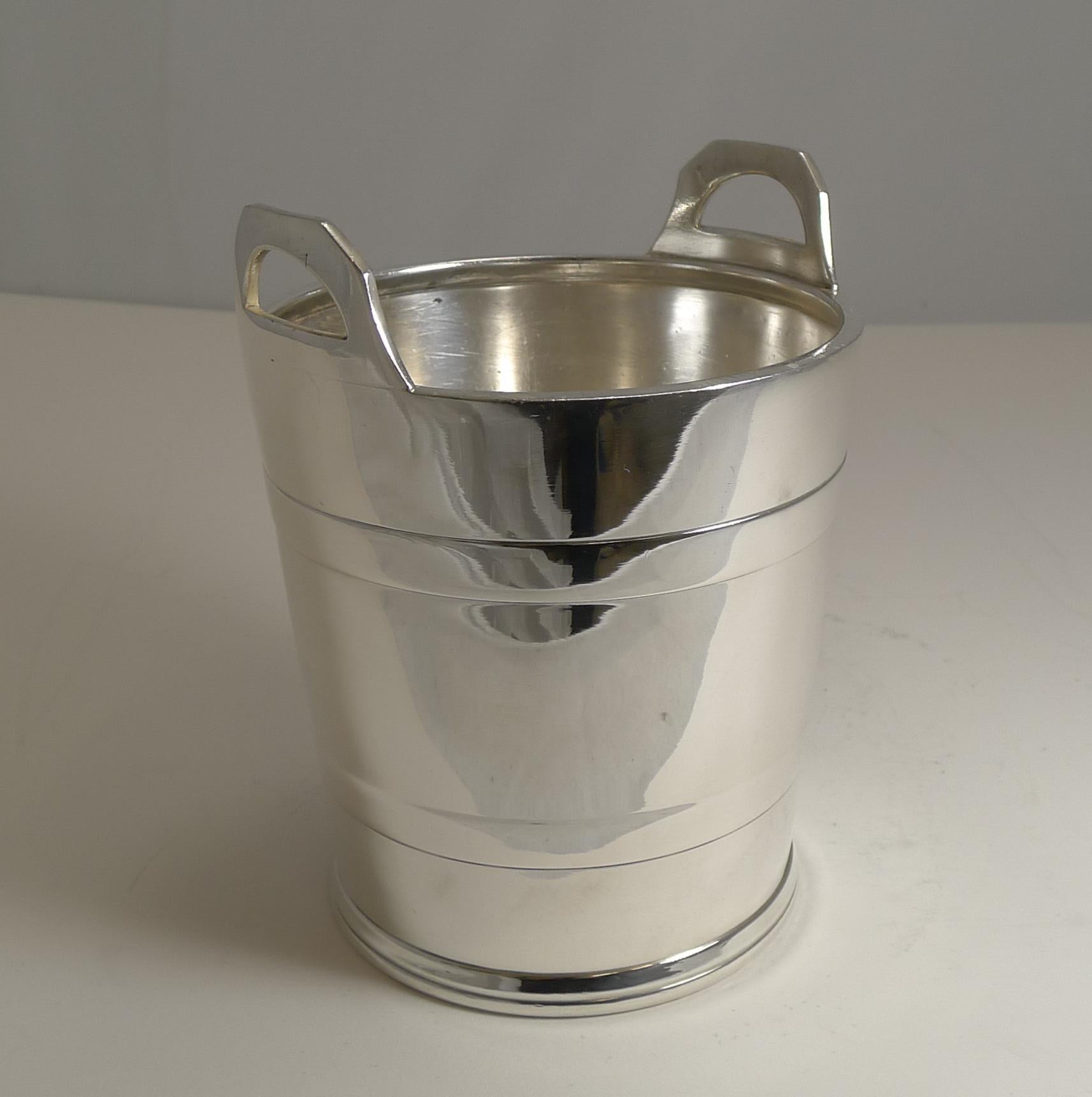 Mid-20th Century Vintage English Silver Plated Ice Bucket by Elkington and Co.