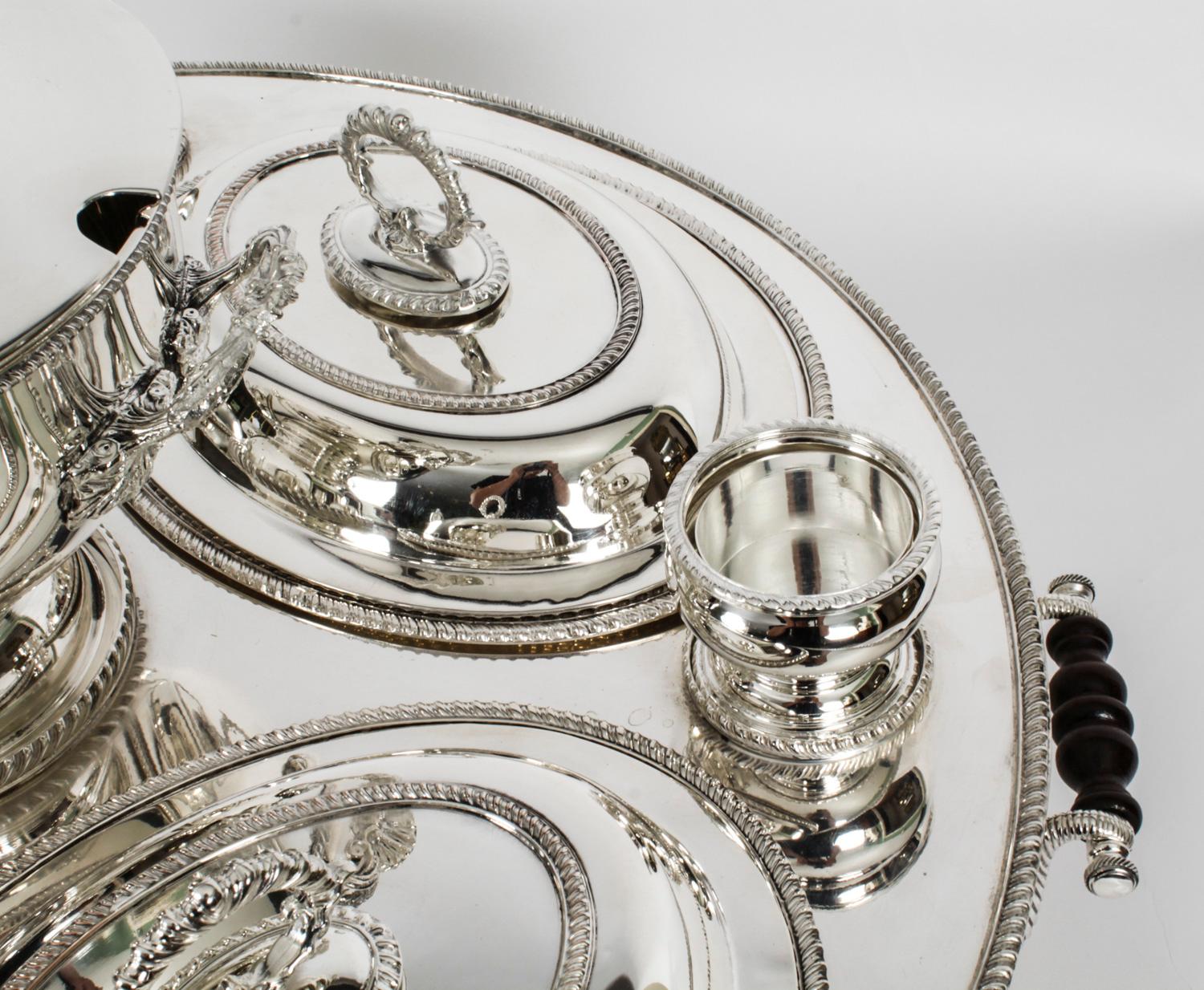 Vintage English Silver Plated Lazy Susan Serving Tray 20th C 5