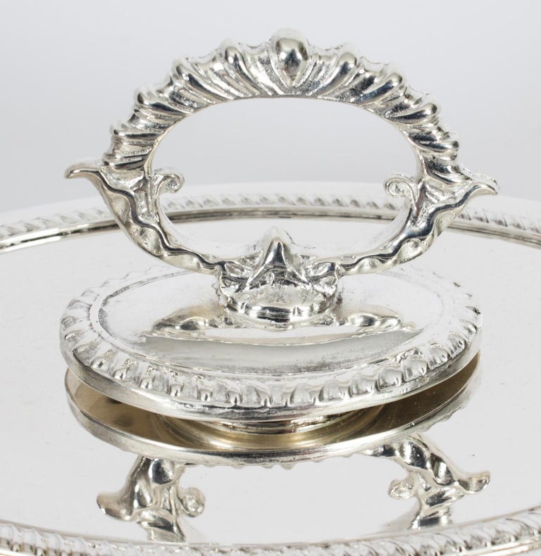 Vintage English Silver Plated Lazy Susan Serving Tray 20th C at 1stDibs